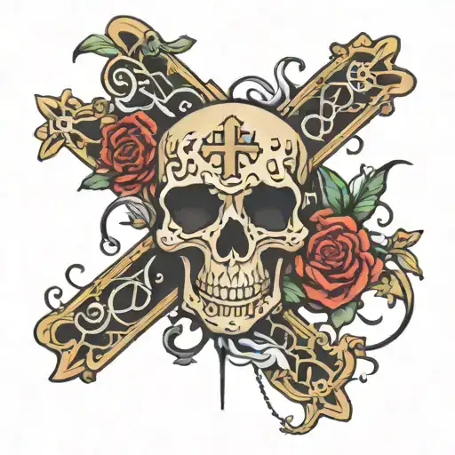 cross with 999 juice wrld tattoo design idea
