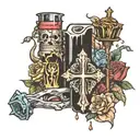 cross with 999 juice wrld tattoo design idea
