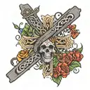 cross with 999 juice wrld tattoo design idea