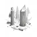 logs around a bonfire tattoo design idea