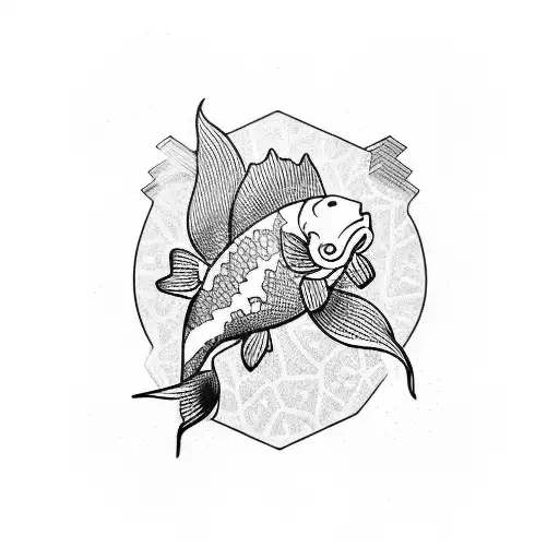 koi carp made of electronic circuit tattoo design idea