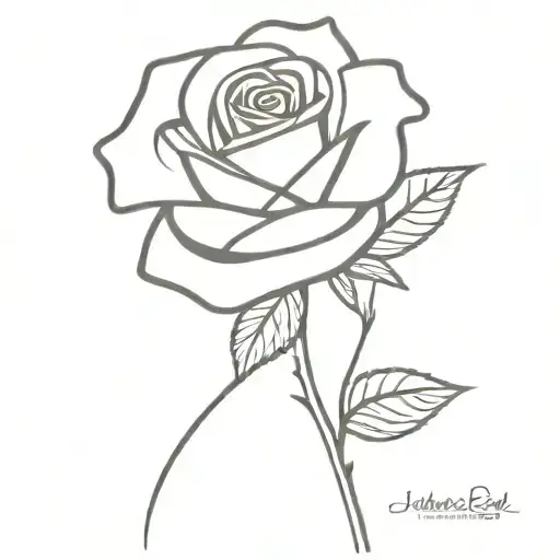 rose with stem initials mlescg  tattoo design idea