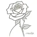 rose with stem initials mlescg  tattoo design idea