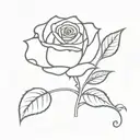 rose with stem initials mlescg  tattoo design idea