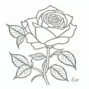 rose with stem initials mlescg  tattoo design idea