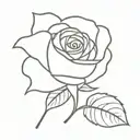 rose with stem initials mlescg  tattoo design idea