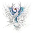 feminine rising Phoenix flying upward from ashes  tattoo design idea