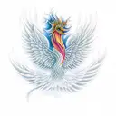 feminine rising Phoenix flying upward from ashes  tattoo design idea