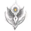 feminine rising Phoenix flying upward from ashes  tattoo design idea