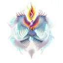 feminine rising Phoenix flying upward from ashes  tattoo design idea
