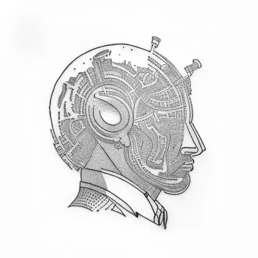 "the thinker" statue tattoo design idea