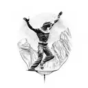 "the thinker" statue, on a greek podium, with a raven on his back tattoo design idea