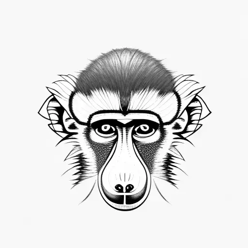 baby olive baboon tattoo design idea