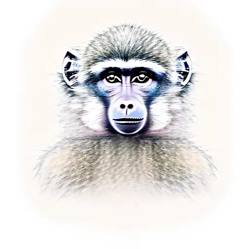 baby olive baboon tattoo design idea