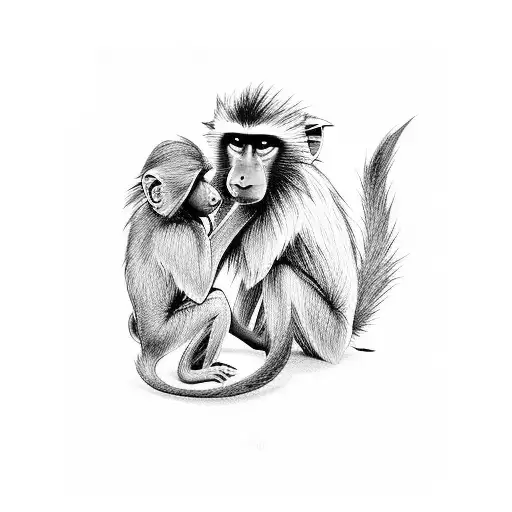baby olive baboon tattoo design idea