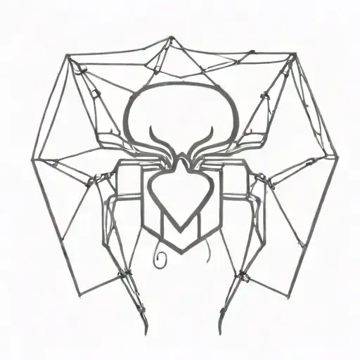 Spider with a human heart shaped lock tattoo design idea