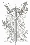 two swords crossed tattoo design idea