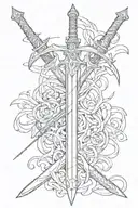 two swords crossed tattoo design idea