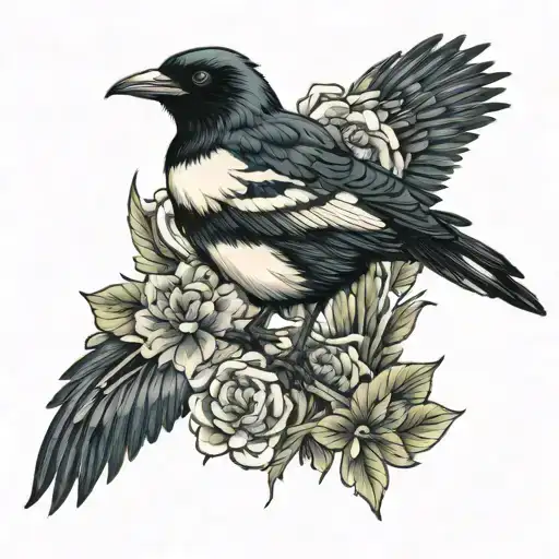 magpie tattoo design idea