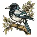 magpie tattoo design idea