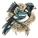 magpie tattoo design idea