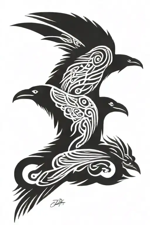 odin ravens tattoo design idea