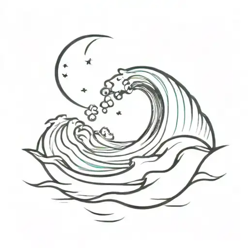 sea wave under which the crescent moon shines, the tattoo is meant to be very minimalist and symbolic. The wave is to be tattoo design idea