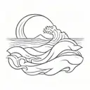 sea wave under which the crescent moon shines, the tattoo is meant to be very minimalist and symbolic. The wave is to be tattoo design idea