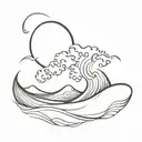 sea wave under which the crescent moon shines, the tattoo is meant to be very minimalist and symbolic. The wave is to be tattoo design idea