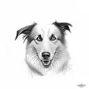 a portrait of a border collie looking the sky tattoo design idea