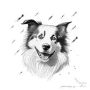 a portrait of a border collie looking the sky tattoo design idea