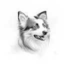 a portrait of a border collie looking the sky tattoo design idea