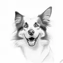 a portrait of a border collie, low details, like a cartoon character, drawn like a building sketch tattoo design idea