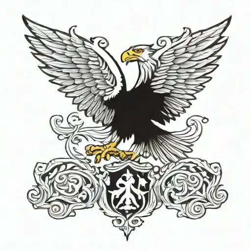 polish eagle Irish harp tattoo design idea