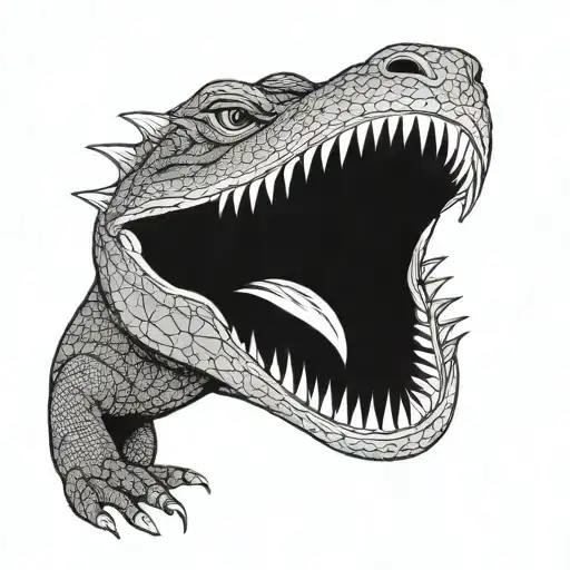 komodo dragon tongue coming tattoo design idea