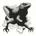 komodo dragon tongue coming tattoo design idea