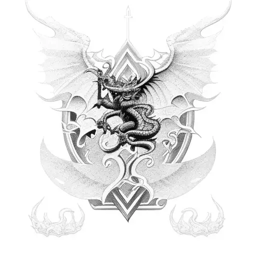 st Michael neo Nordic dragon sleeve tattoo design idea
