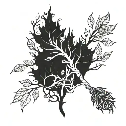  its a viking inspired tattoo of vegvisir hidden in the leaves of yggdrasil with paintbrush style linework tattoo design idea