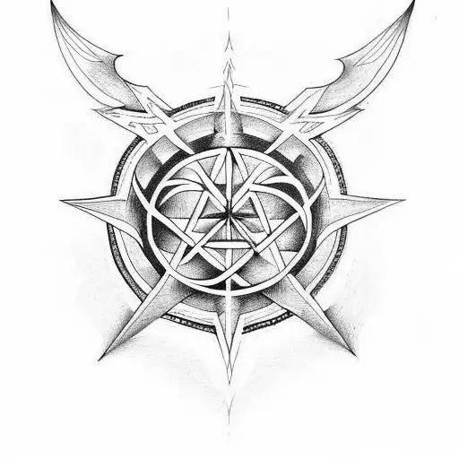 satanic symbols tattoo design idea