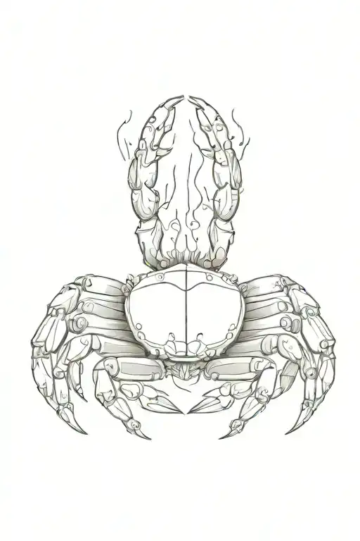 make a japanese crab, dotted linear style tattoo design idea