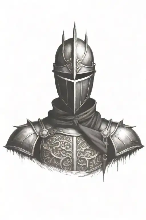 make the knight more robust and with larger and more pointed shoulder pads tattoo design idea