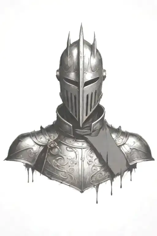 make the knight more robust and with larger and more pointed shoulder pads tattoo design idea