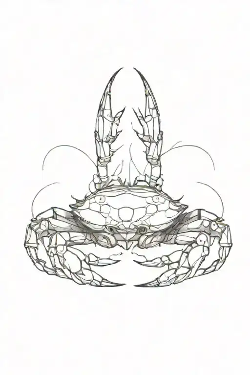 make a crab from the deep, dotted linear style tattoo design idea