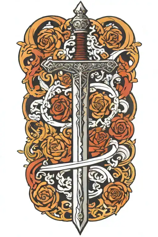 A legendary sword with a long, frameless, vertical Gothic blade tattoo design idea