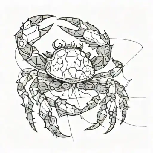 make a giant crab, dotted linear style tattoo design idea