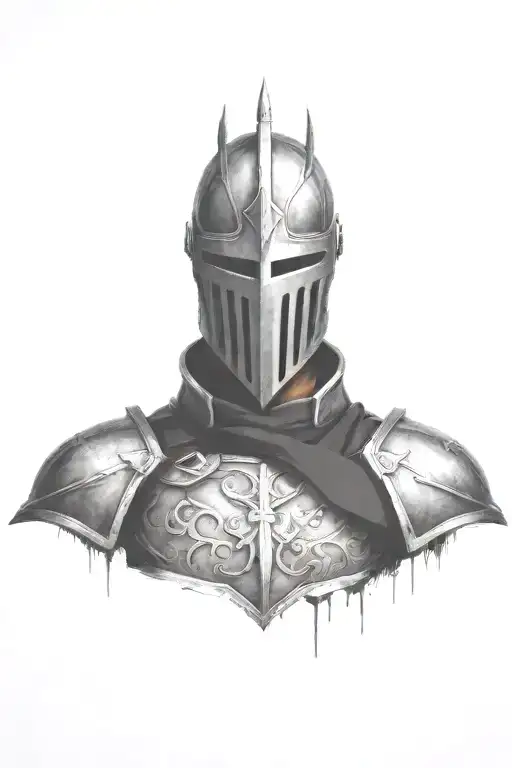 make the knight more robust and with larger and more pointed shoulder pads tattoo design idea