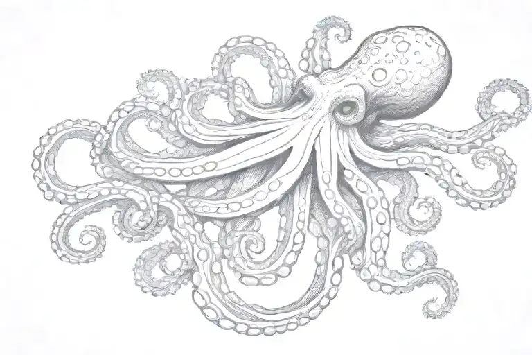 Octopus tentacles wrapping tattoo design idea