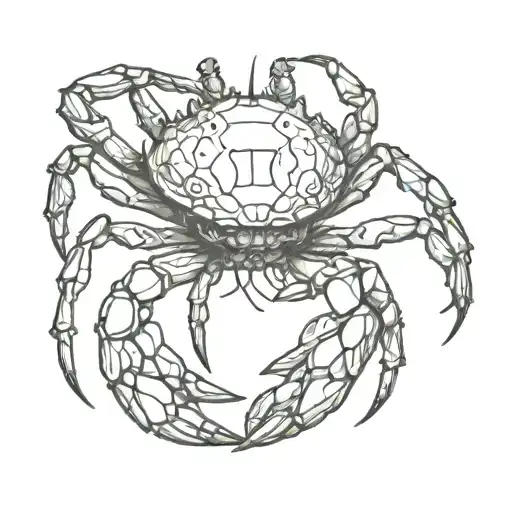 make a long legged crab, dotted linear style tattoo design idea