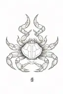 make a japanese crab, dotted linear style tattoo design idea