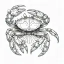 make a giant crab, dotted linear style tattoo design idea